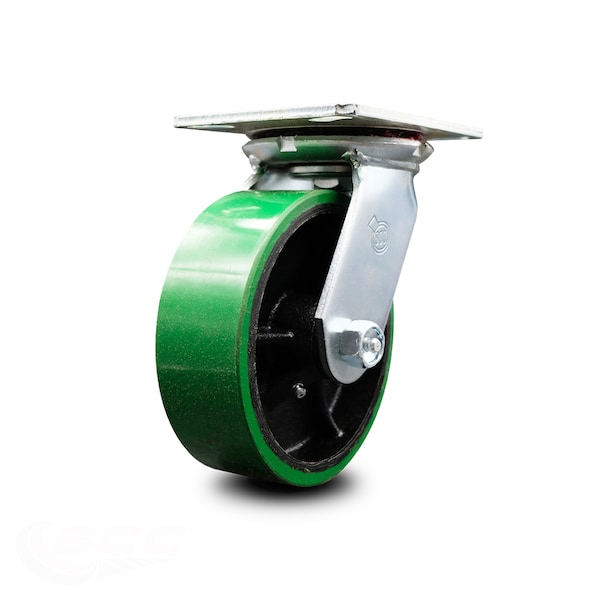 6 Inch Heavy Duty Green Poly on Cast Iron Swivel Caster with Ball Bearing SCC
